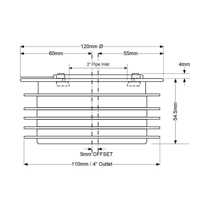 McAlpine 4"/110mm x 2" Offset Drain Reducer Connector - DC3BL-OS