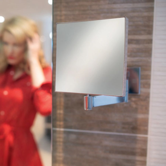 HiB Helix Square Magnifying Bathroom Mirror - Chrome - 21500