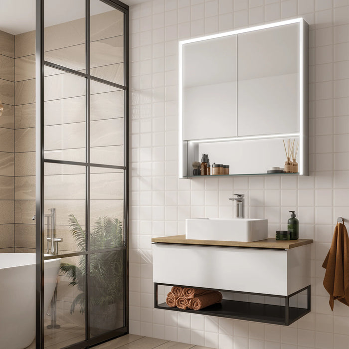 HiB Verve 80cm Illuminated Bathroom Mirrored Cabinet - 52900