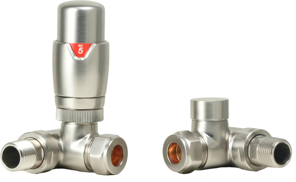 Radiator Valves UK Dual Fuel Thermostatic Radiator Valve Brushed Nickel - 690150