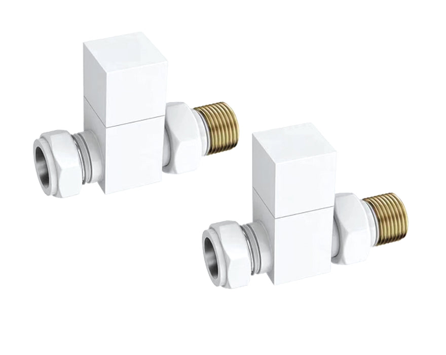 White Straight Square Manual Radiator Valve (Pairs) - 69160