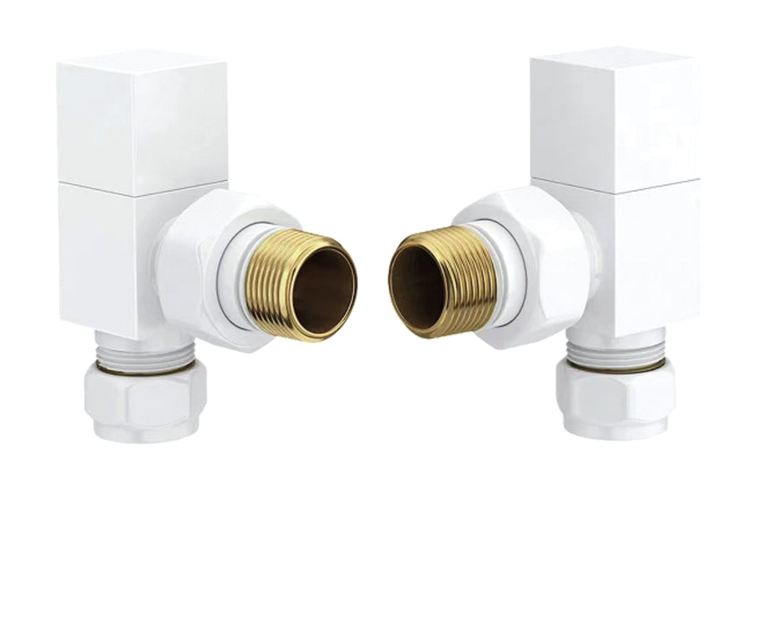 White Angled Square Manual Radiator Valve (Pairs) - 69161
