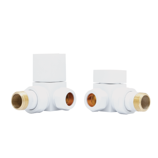 White Corner Square Manual Radiator Valve (Pairs) - 69255