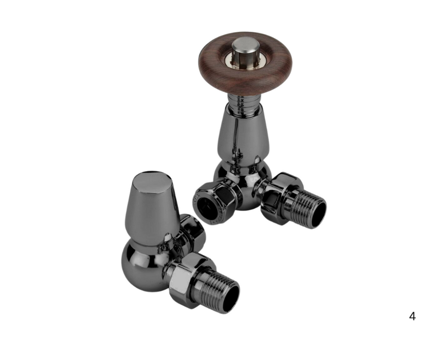 Radiator Valves UK Thermostatic Radiator Valve Chelsea Black Nickel Corner - 690283