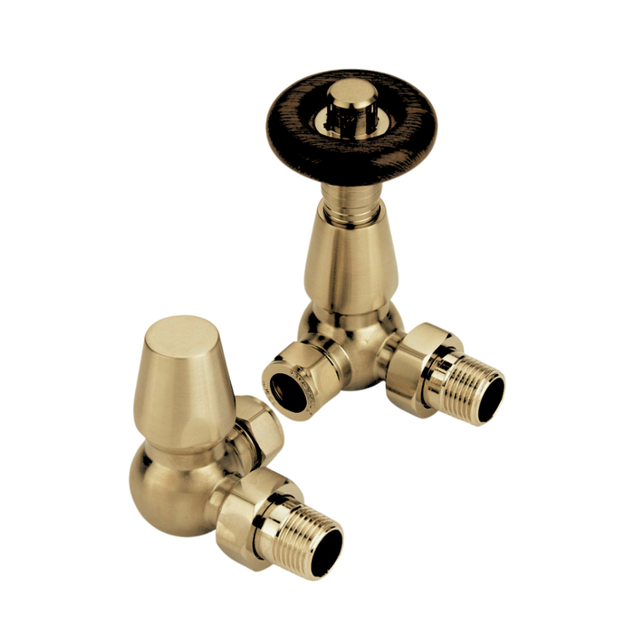Radiator Valves UK Thermostatic Radiator Valve Chelsea Brushed Brass Corner - 690293