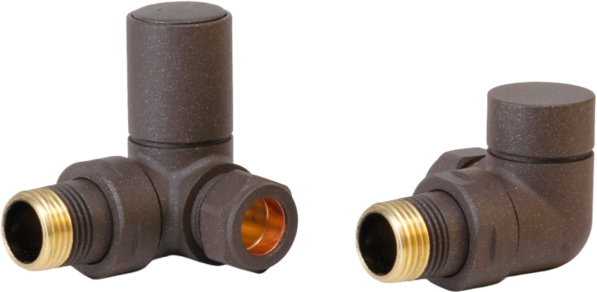 Mocha Brown Corner Manual Radiator Valve (Pairs) - 69304