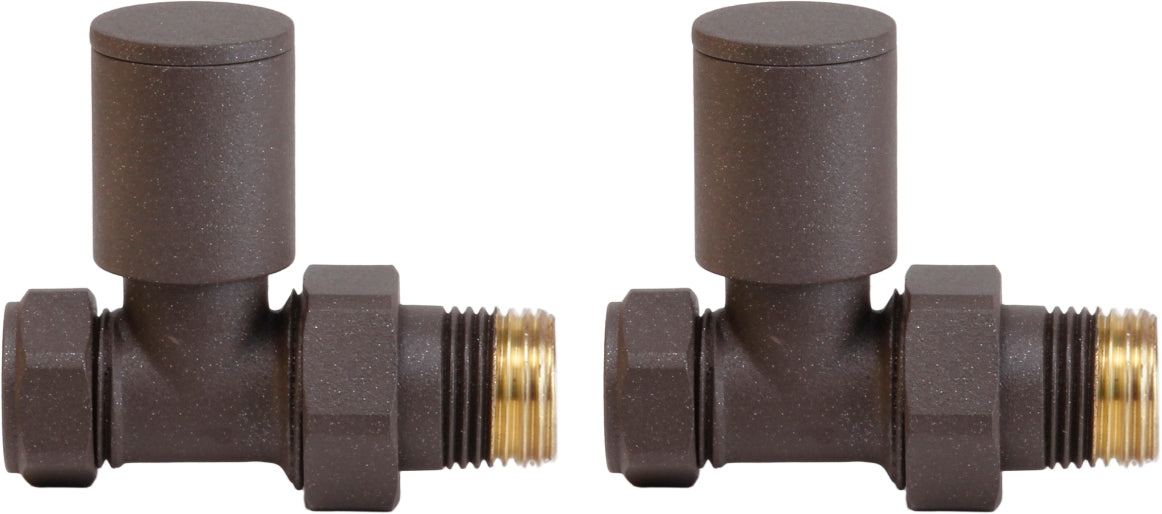 Mocha Brown Straight Manual Radiator Valve (Pairs) - 69305