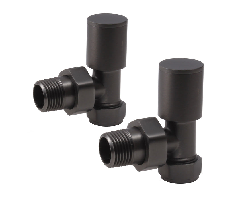 Brushed Gun Metal Angled Manual Radiator Valve (Pairs) - 69364