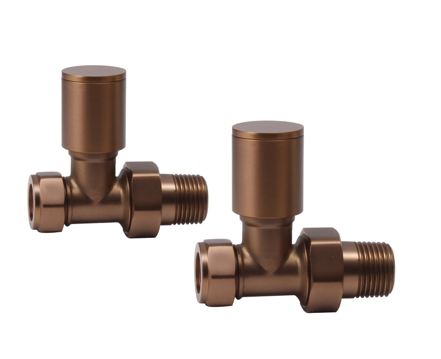 Brushed Bronze Straight Manual Radiator Valve (Pairs) - 69365