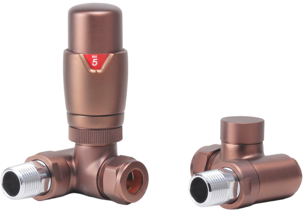 Radiator Valves UK Dual Fuel Thermostatic Radiator Valve Brushed Bronze - 690381