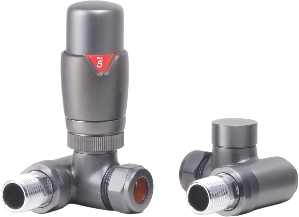 Radiator Valves UK Dual Fuel Thermostatic Radiator Valve Gun Metal - 690382