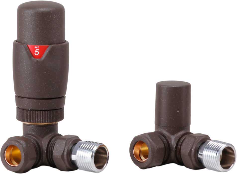 Mocha Brown Corner Thermostatic Radiator Valve (Pairs) - 69391