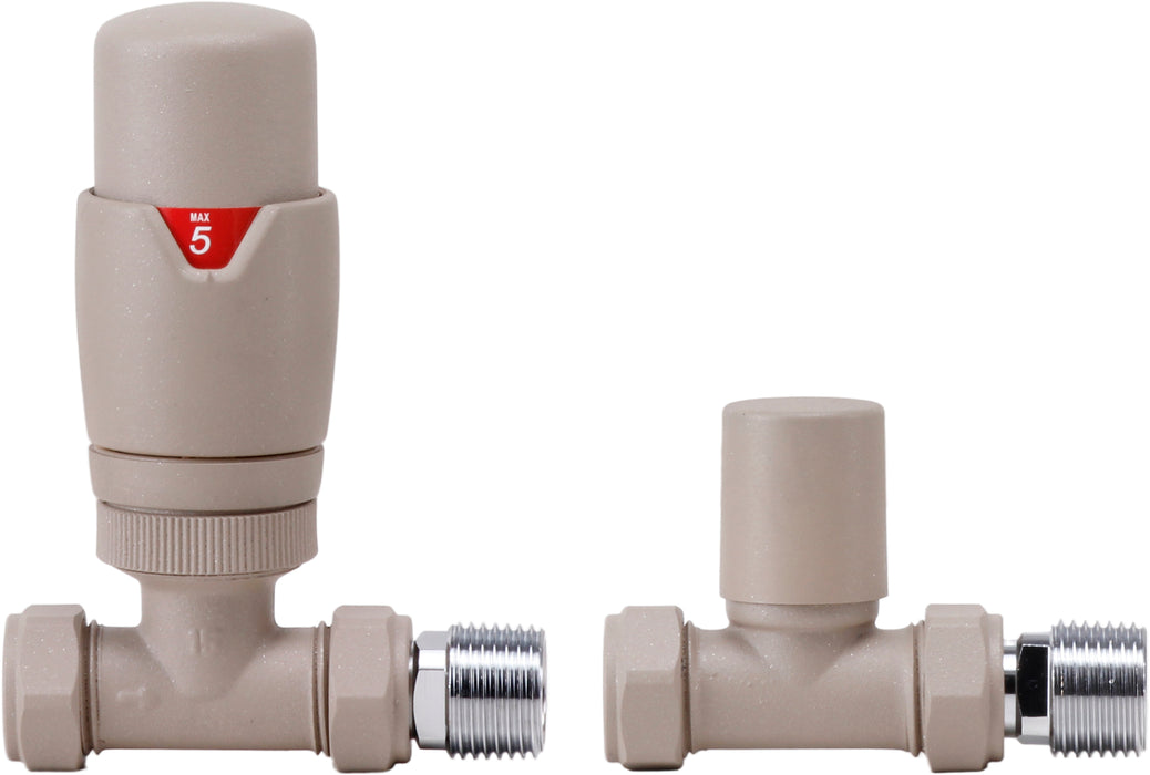 Cappaccino Brown Straight Thermostatic Radiator Valve (Pairs) - 69392