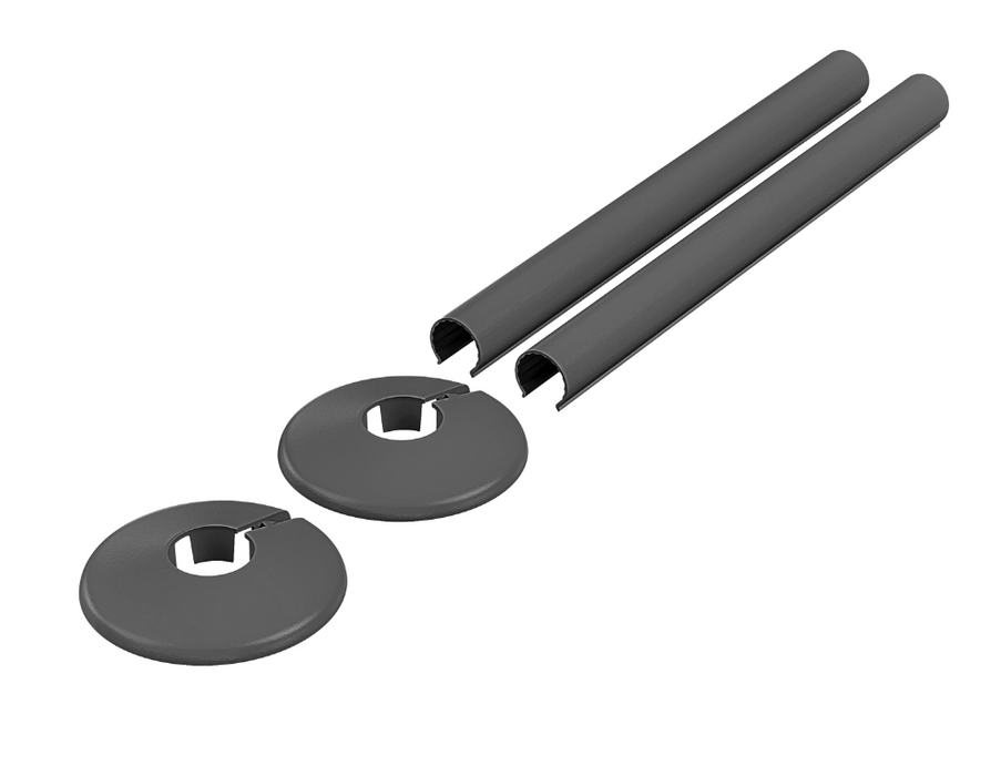 Radiator Valves UK 200mm PVC Retrofit Snap-On Pipe Covers RAL 7012 - 690426