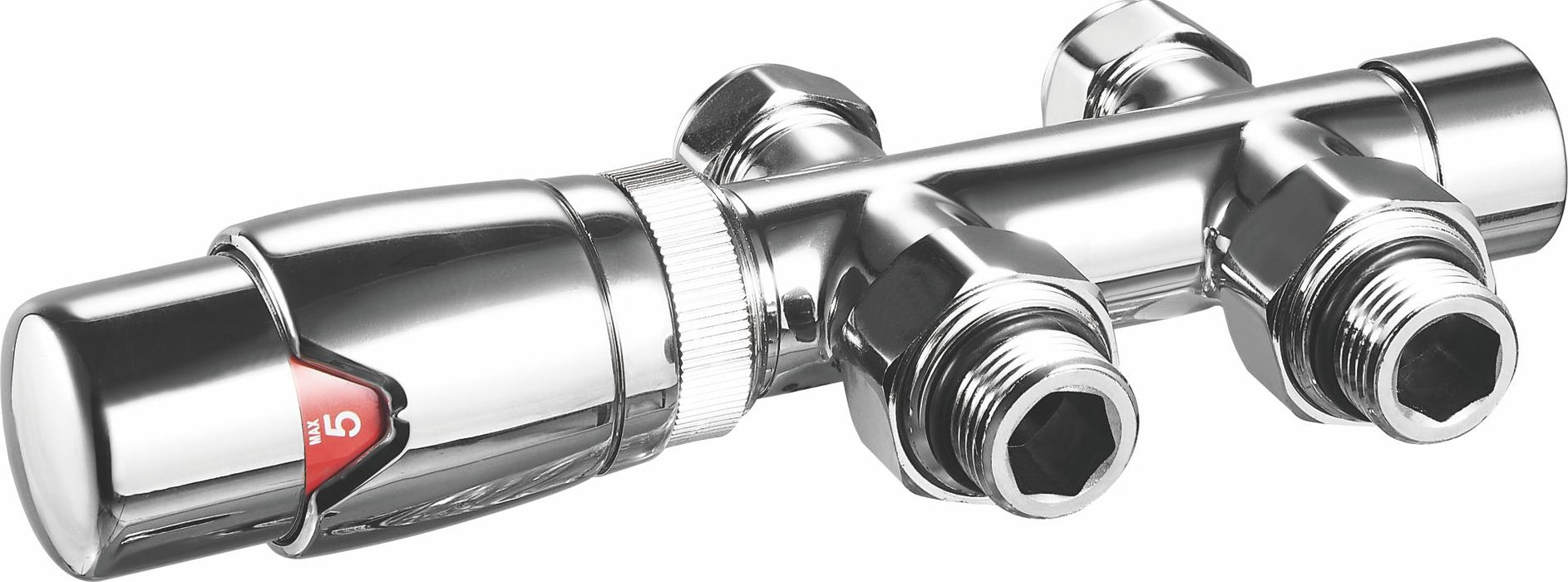 Radiator Valves UK Thermostatic Radiator Valve H-Block Twin Straight Chrome - 690432