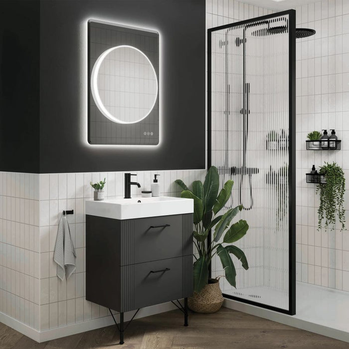 HiB Frontier 60cm Illuminated Circular Bathroom Mirror - 78725000