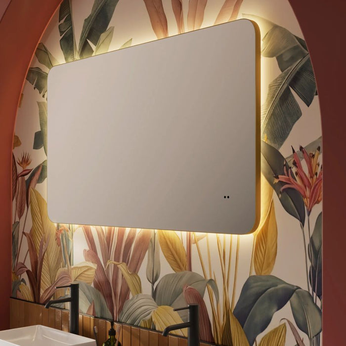 HiB Arcane 120cm Curve Illuminated Frame Bathroom Mirror - Brushed Brass - 79500600