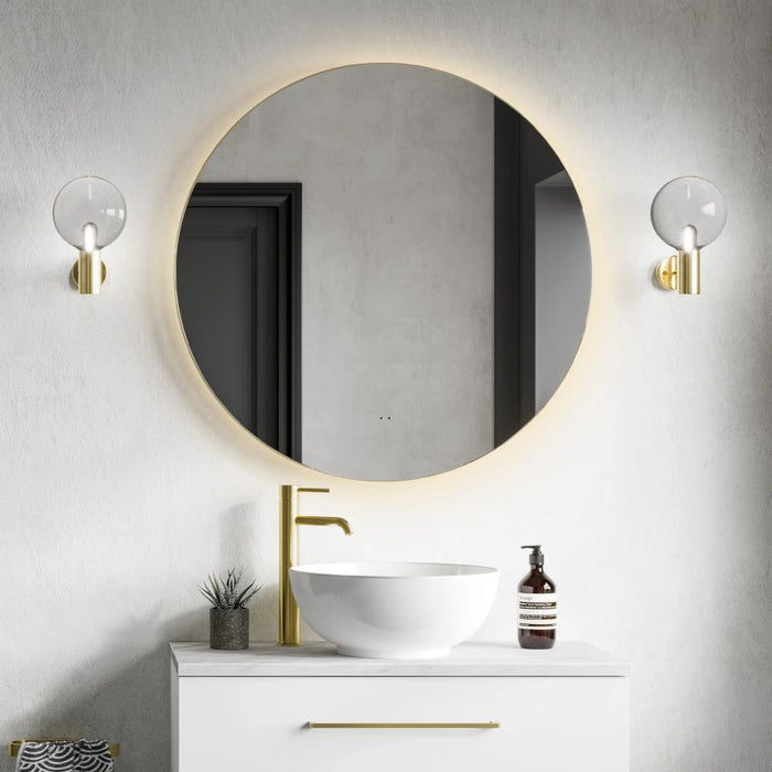 HiB Arcane 80cm Round Illuminated Frame Bathroom Mirror - Black - 79501100