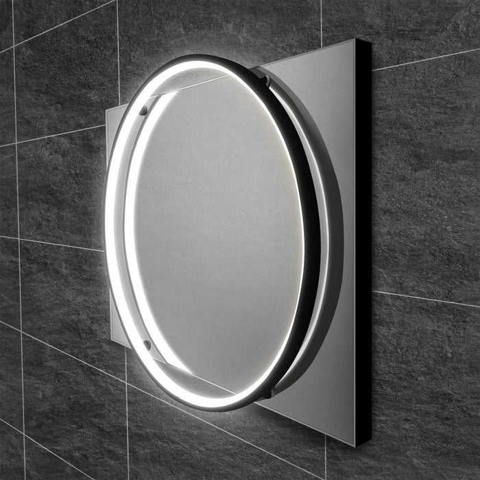 HiB Solas 70cm Round Illuminated Bathroom Mirror - Black - 79520600