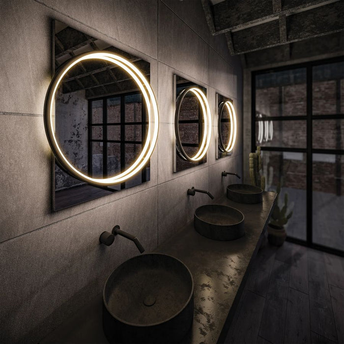 HiB Solas 60cm Round Illuminated Bathroom Mirror - Black - 79520500