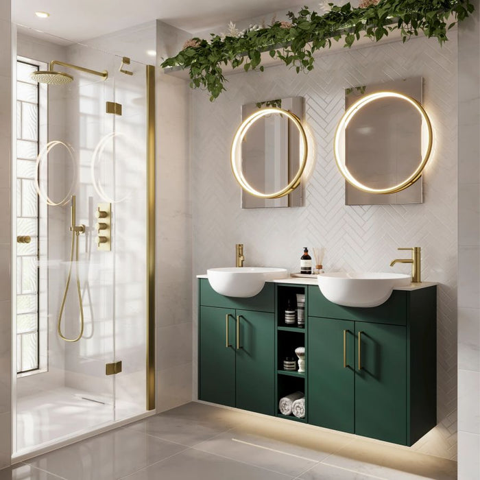 HiB Solas 60cm Round Illuminated Bathroom Mirror - Brushed Brass - 79530500