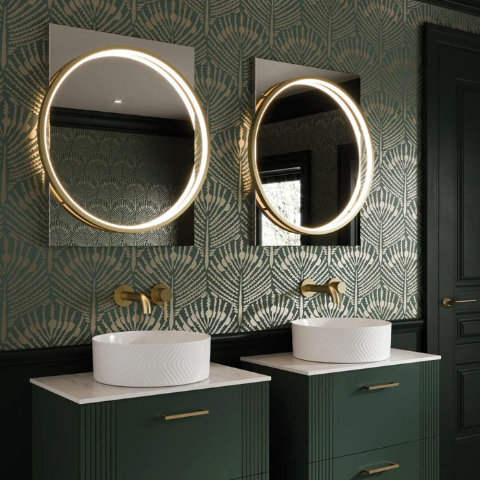 HiB Solas 70cm Round Illuminated Bathroom Mirror - Brushed Brass - 79530600