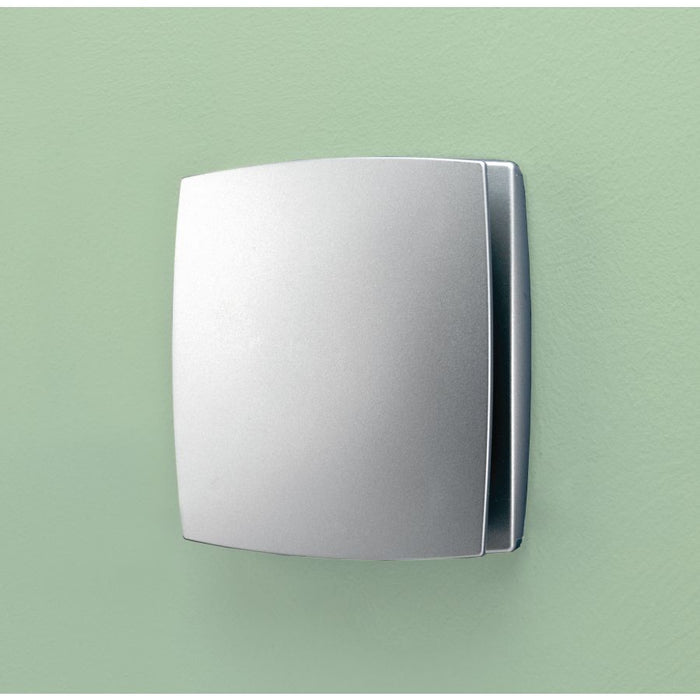 HiB Breeze Bathroom Extractor Fan, Matt Silver - Timer & Humidity Sensor - 31400