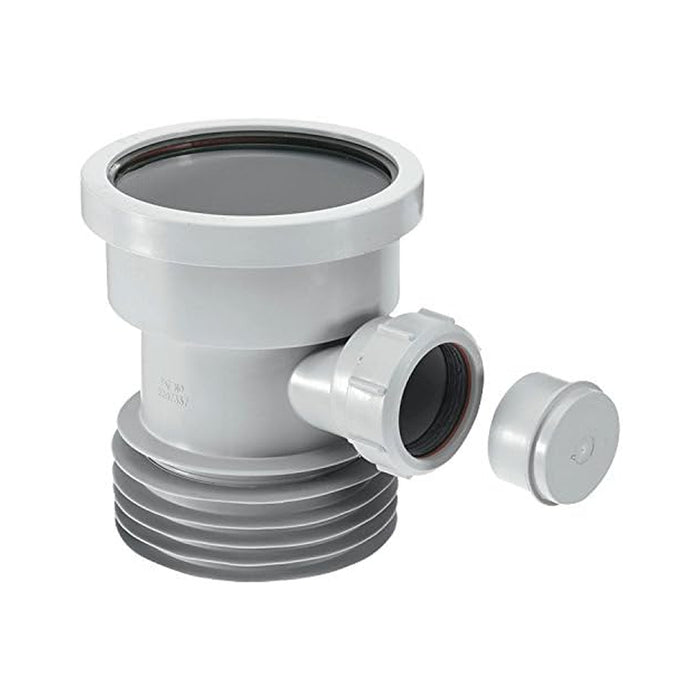 McAlpine 4"/110mm Grey Drain Connector with Boss - DC1-GR-BO