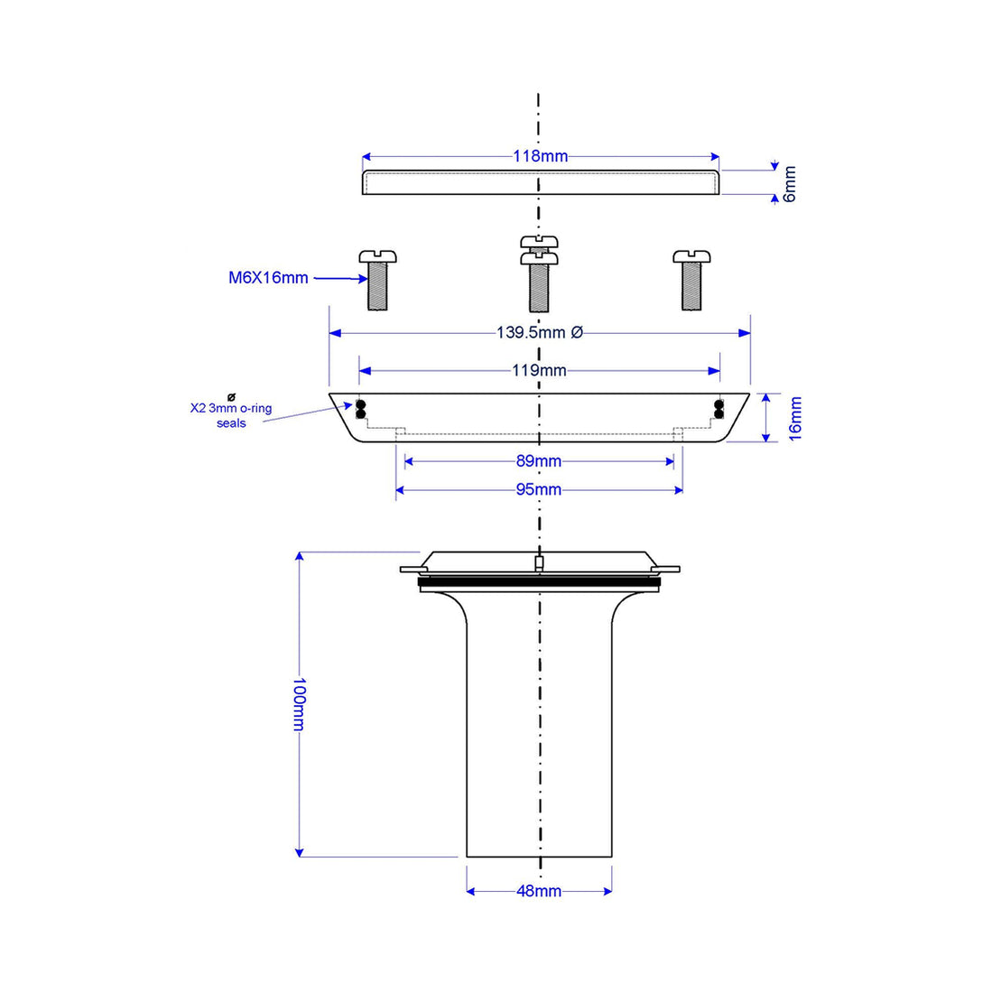 McAlpine TSG1/TSG2 Sheet Floor Gully Conversion Kit - Stainless Steel ...