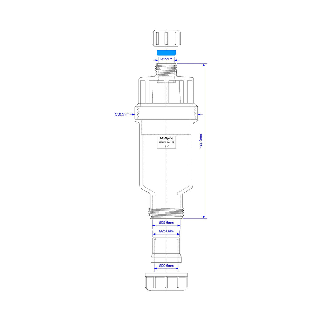 McAlpine Tundish with Self Closing Valve 15mm Inlet x 22mm Outlet - MA ...