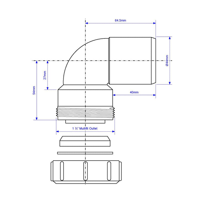 McAlpine 1.5" 90 Deg Multifit Bend x Plain End - MT4L