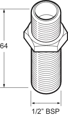 Deva Brass Straight Nipple and Back Nut 1/2" - SPE13