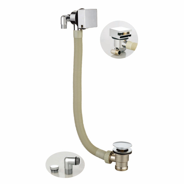 Square Bath Filler with Sprung Waste and Overflow - WASTE99P