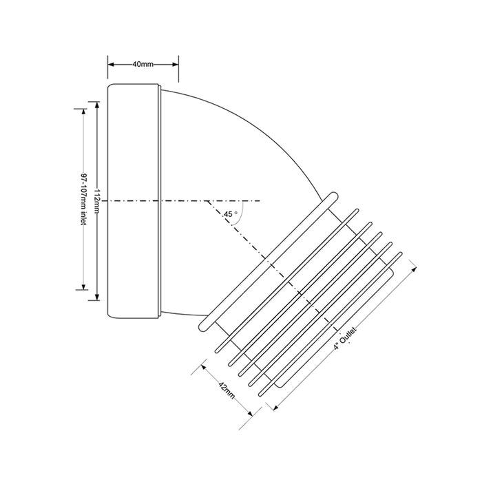 McAlpine 4" 45 Degree Angle Rigid Pan Connector - WC-CON16