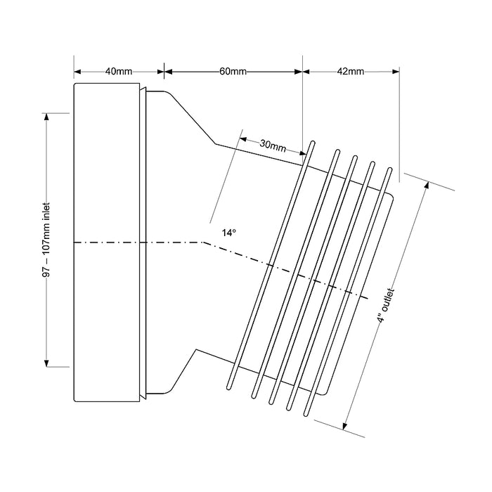 McAlpine 4" 14 Degree Angle Rigid Pan Connector - WC-CON7A