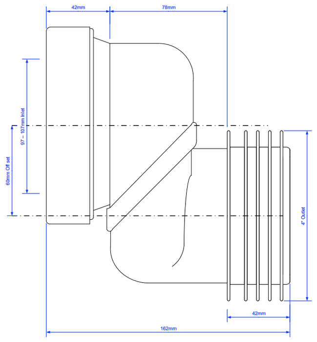 McAlpine Offset 6cm WC Connector - WCLO-6