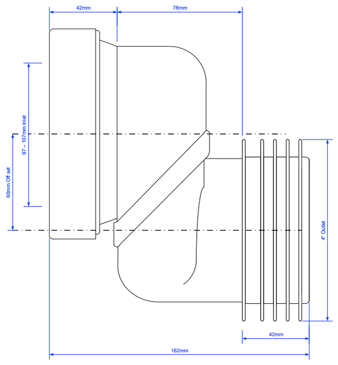 McAlpine Offset 6cm WC Connector - WCLO-6 — The Bathroom Accessory Company