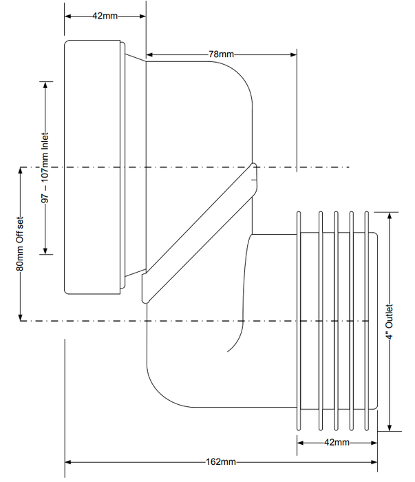 McAlpine Offset 8cm WC Connector - WCLO-8