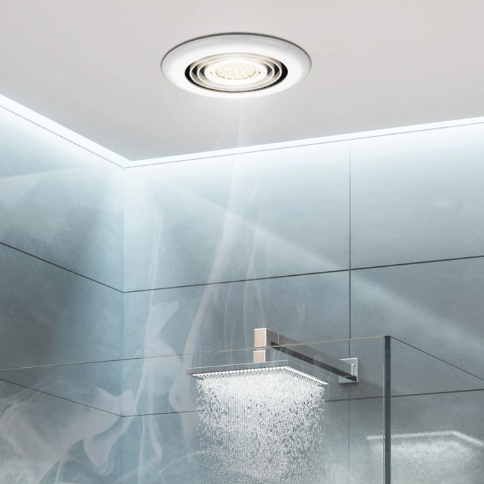 HiB Turbo Wet Room Inline Fan - White, Illuminated - Warm White - 34000