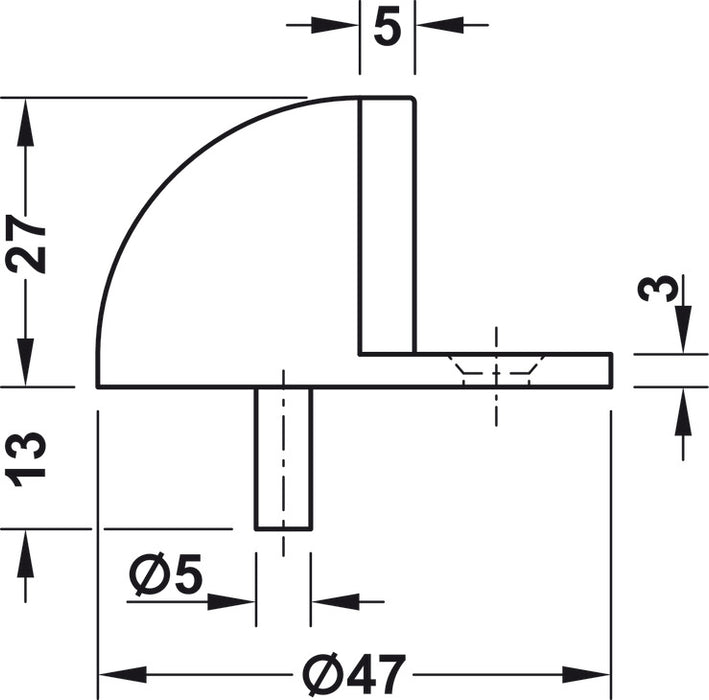 Door Stop, Floor Mounted, with Dowel, Brass, Startec, Satin chrome plated 937.55.124