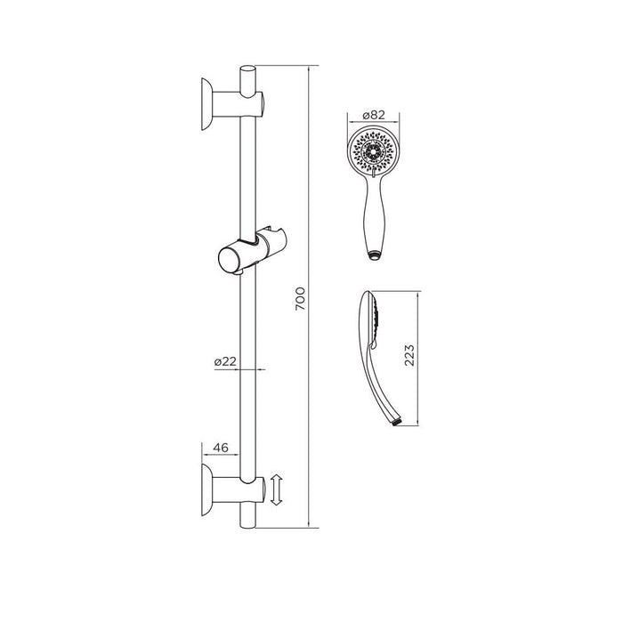 Niagara Equate Round Slide Rail Kit Chrome - 9350
