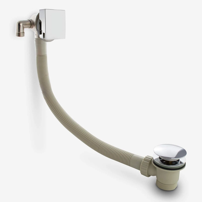 Chrome Bath waste with Overflow & Filler Square - WST040