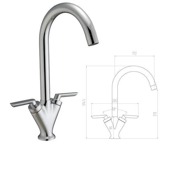 Dual Lever Kitchen Sink Mixer - 029.100.005 The Bathroom Accessory Company