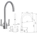 Brushed Dual Lever Kitchen Sink Mixer - 029.100.008-1 The Bathroom Accessory Company
