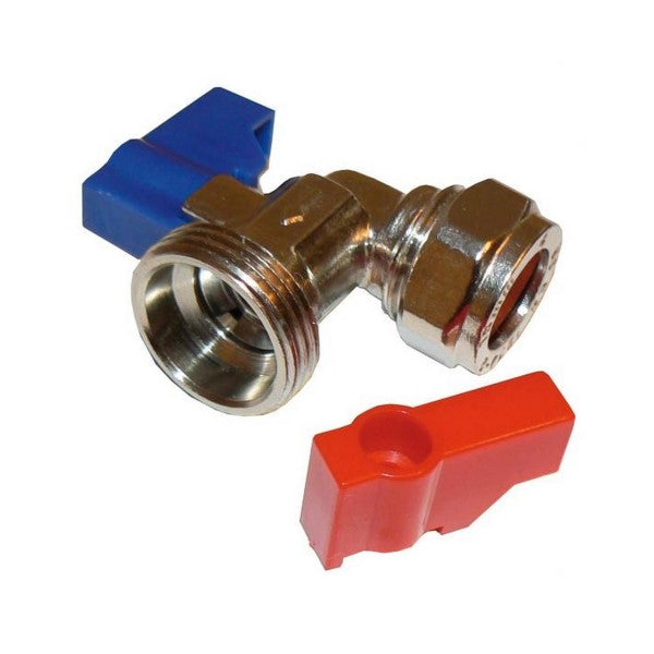 15mm CP Angled Washing Machine Valve Red/Blue - 048.113.004 The Bathroom Accessory Company