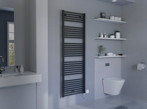 Eucotherm Primo Towel Radiator Vertical Electric 1728 H X 600 W In Textured Anthracite Eucotherm