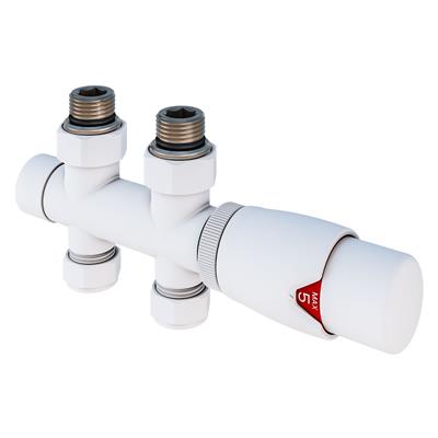 Eastbrook Straight Twin Inlet Thermostatic Radiator Valve 15mm Gloss White - 54.0012 Eastbrook Co.