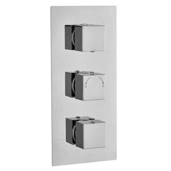 Square Concealed Thermostatic 3 Handle 3 Way Shower Valve - ABS0030 Tailored Bathrooms