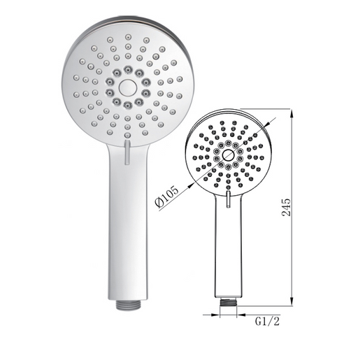 ABS Round Shower Handset - 029.51.006 The Bathroom Accessory Company
