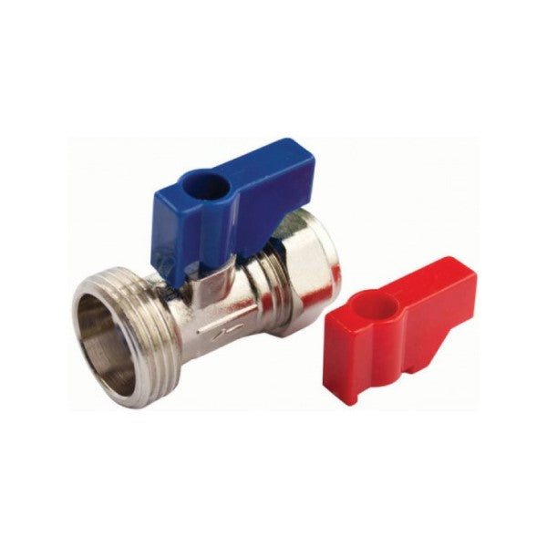 15mm CP Straight Washing Machine Valve Red/Blue - 048.113.003 The Bathroom Accessory Company